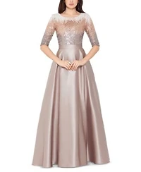 Betsy Adam Womens Embellished Satin Gown