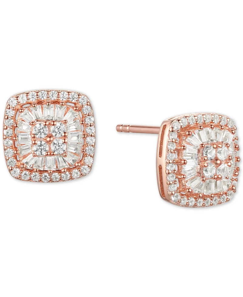 Diamond Baguette Square Stud Earrings (1/2 ct. t.w.) 14k Gold , White or Rose