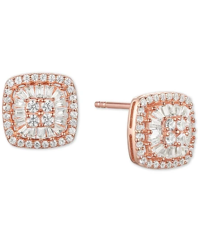 Diamond Baguette Square Stud Earrings (1/2 ct. t.w.) 14k Gold , White or Rose