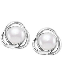 Giani Bernini Cultured Freshwater Pearl (7mm) Love Knot Stud Earrings, Created for Macy's