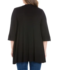24seven Comfort Apparel Plus Elbow Length Open Front Cardigan Sweater