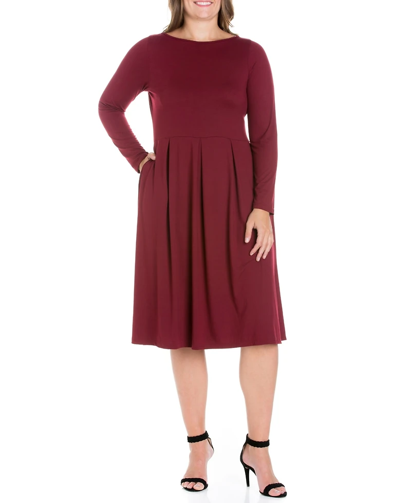 Women's Plus Fit and Flare Midi Dress