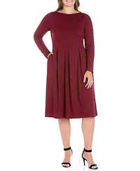 Women's Plus Fit and Flare Midi Dress