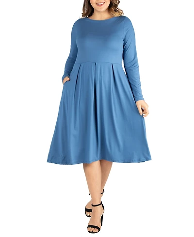 Women's Plus Fit and Flare Midi Dress