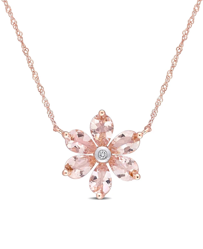 Morganite and Diamond Accent Floral Necklace