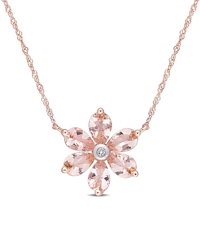 Morganite and Diamond Accent Floral Necklace