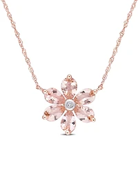 Morganite and Diamond Accent Floral Necklace