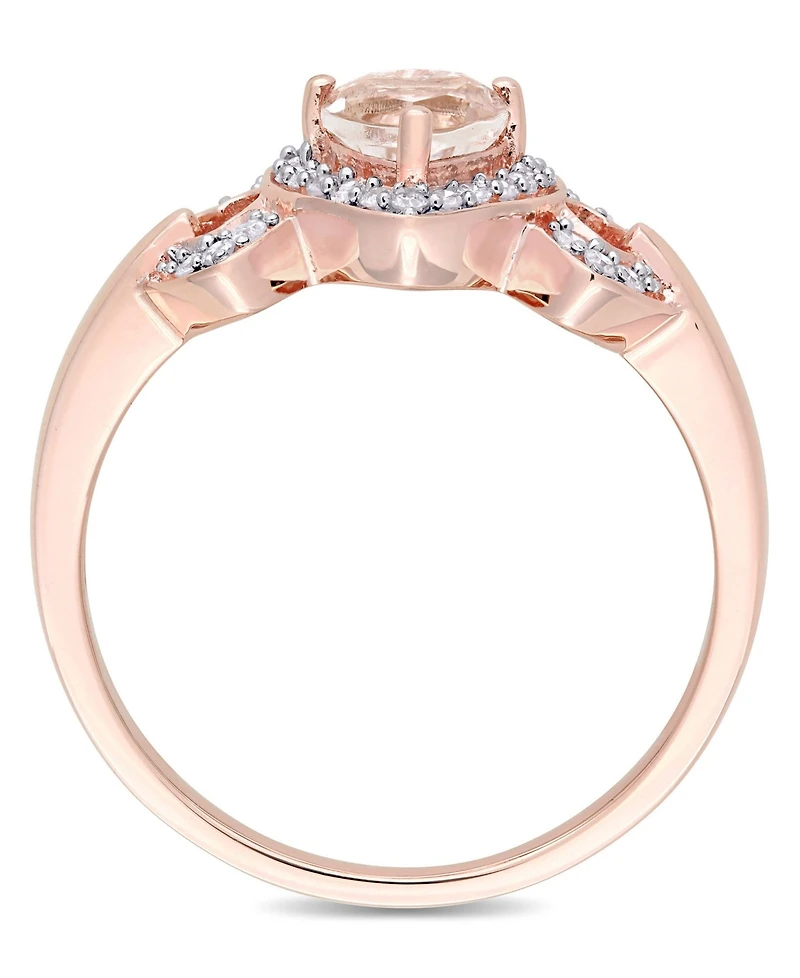 Morganite and Diamond Linked Heart Ring