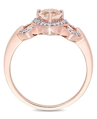 Morganite and Diamond Linked Heart Ring
