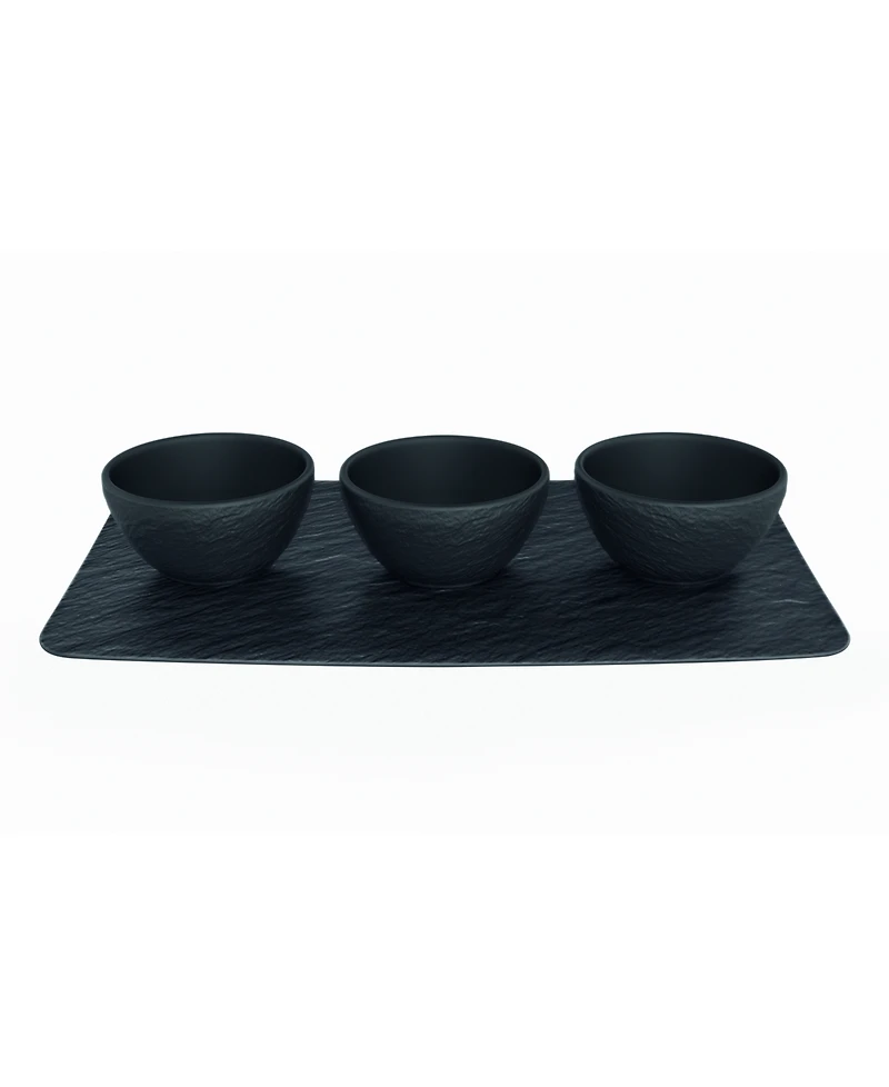 Villeroy & Boch Manufacture Rock Dip Bowls Tray Set, 4 Pieces
