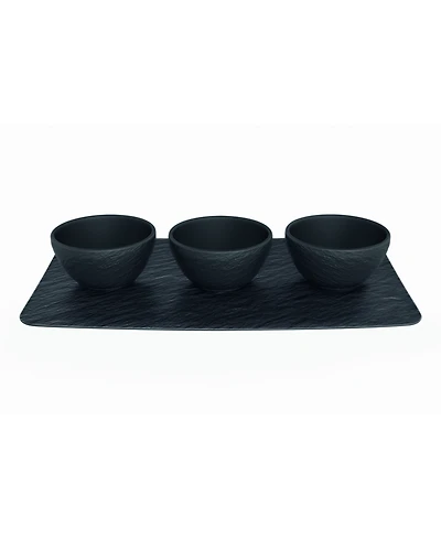 Villeroy & Boch Manufacture Rock Dip Bowls Tray Set, 4 Pieces
