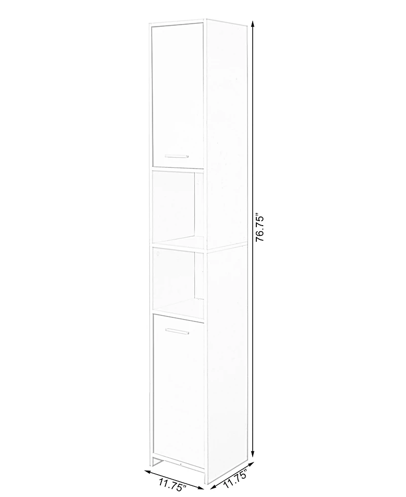 Basicwise Versatile 77-Inch White Tall Storage Cabinet with 2 Doors and Adjustable Shelves, Linen Tower Cabinet, Bathroom Organizer and Storage