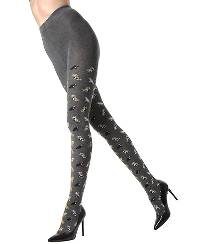 MeMoi Women's Pretty Kitties Reinforced Toe Sweater Tights