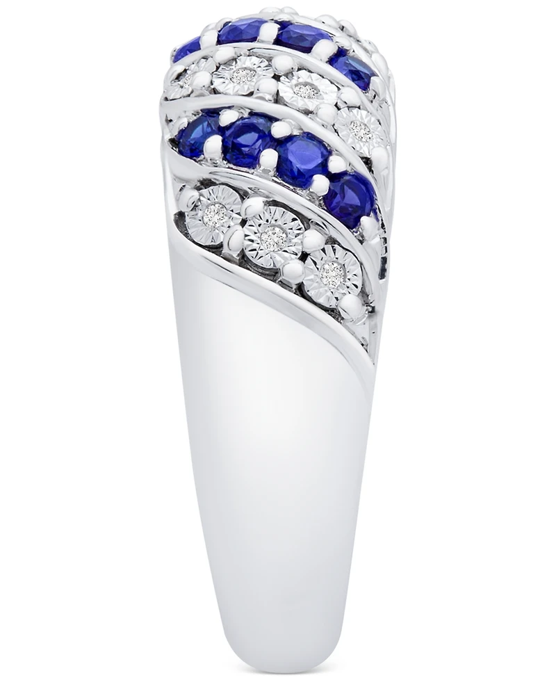 Sapphire (3/8 ct. t.w.) & Diamond (1/20 Statement Ring Sterling Silver (Also Ruby Emerald)