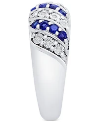 Sapphire (3/8 ct. t.w.) & Diamond (1/20 Statement Ring Sterling Silver (Also Ruby Emerald)