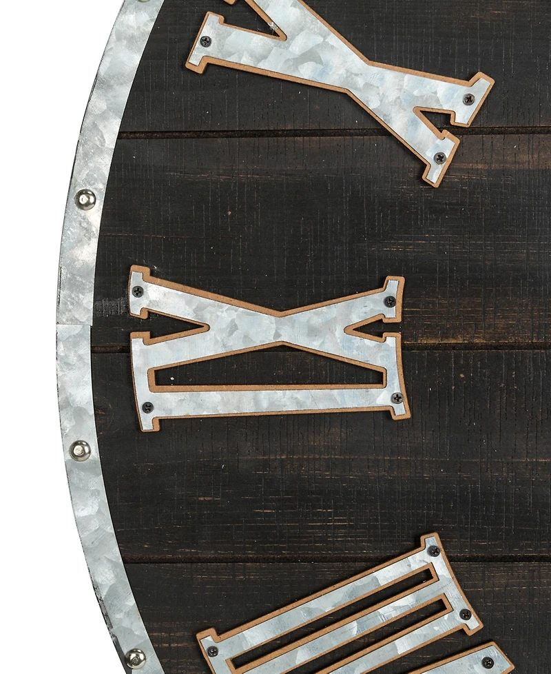 Glitzhome Oversized Farmhouse Wooden Galvanized Wall Clock
