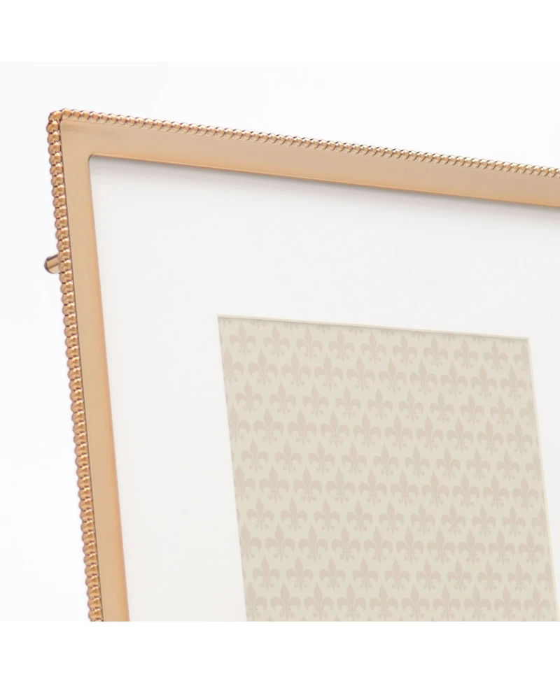 High Quality Polished Cast Metal Picture Frame - Beaded Design with Mat, 8" x 10"