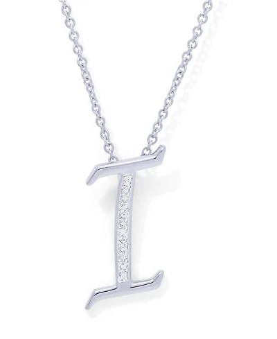 Diamond Accent Initial Pendant Necklace 18" in Silver Plate