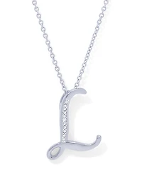 Diamond Accent Initial Pendant Necklace 18" in Silver Plate