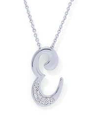 Diamond Accent Initial Pendant Necklace 18" in Silver Plate