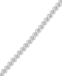 Diamond Accent "S" Link Bracelet in Silver Plate, Rose Gold or Gold Plate
