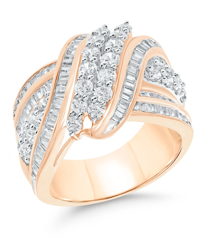 Diamond Double-Row Center Ring (2 ct. t.w.) 14K Gold , White or Rose