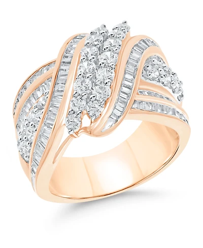 Diamond Double-Row Center Ring (2 ct. t.w.) 14K Gold , White or Rose