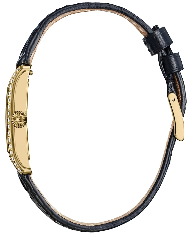Frederique Constant Women's Swiss Classics Carree Diamond (3/8 ct. t.w.) Black Leather Strap Watch 23mm