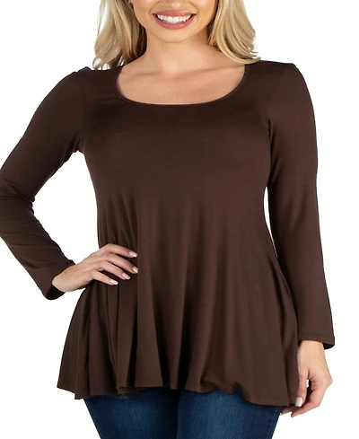Women's Long Sleeve Swing Style Flared Tunic Top
