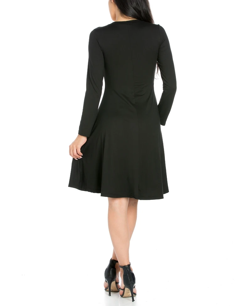 Women's Classic Long Sleeve Flared Mini Dress