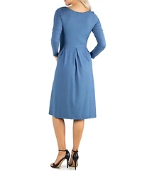 Women's Midi Length Fit and Flare Dress