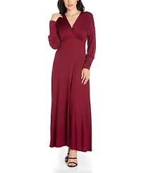 24seven Comfort Apparel Women's Formal Long Sleeve Maxi Dress