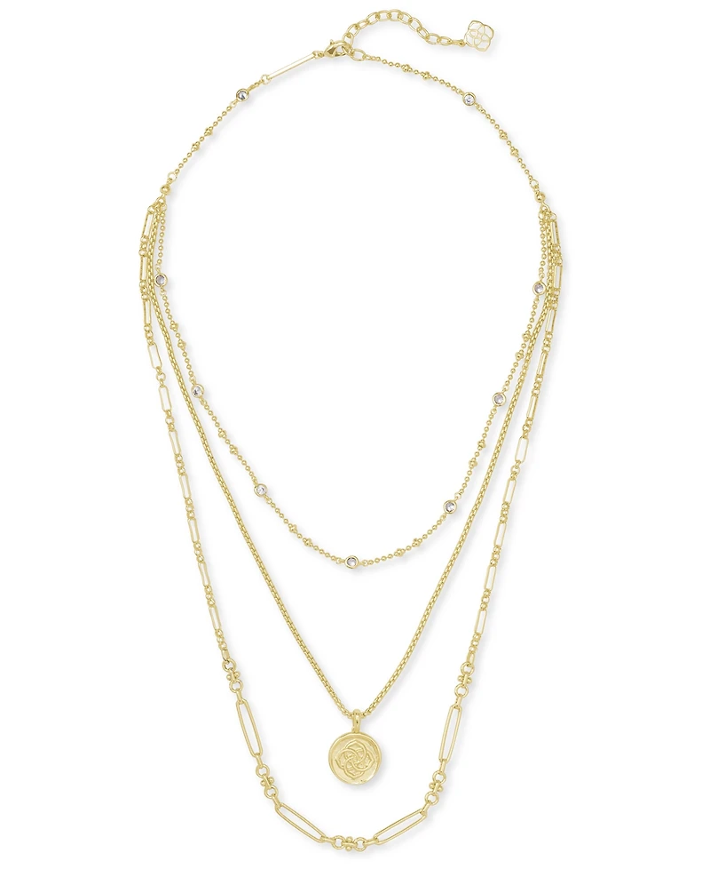Kendra Scott 14k Gold-Plated Crystal & Medallion Charm Layered Necklace, 16" + 2" extender