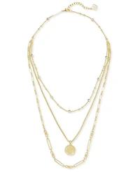 Kendra Scott 14k Gold-Plated Crystal & Medallion Charm Layered Necklace, 16" + 2" extender