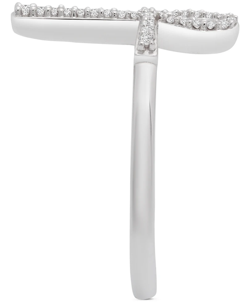 Wrapped Diamond Ankh Cross Ring (1/10 ct. t.w.) in 14k White Gold, Created for Macy's