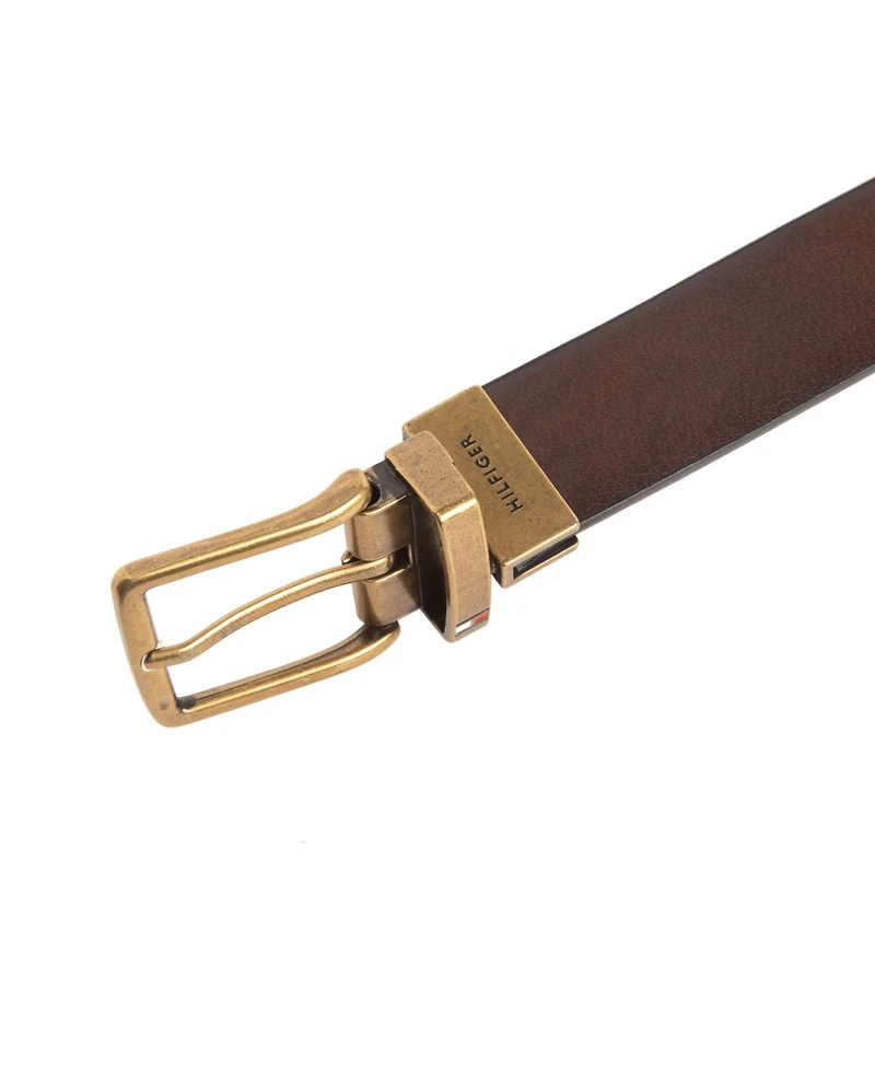 Tommy Hilfiger Big Boys Navy Blue and Brown Reversible Stretch Belt