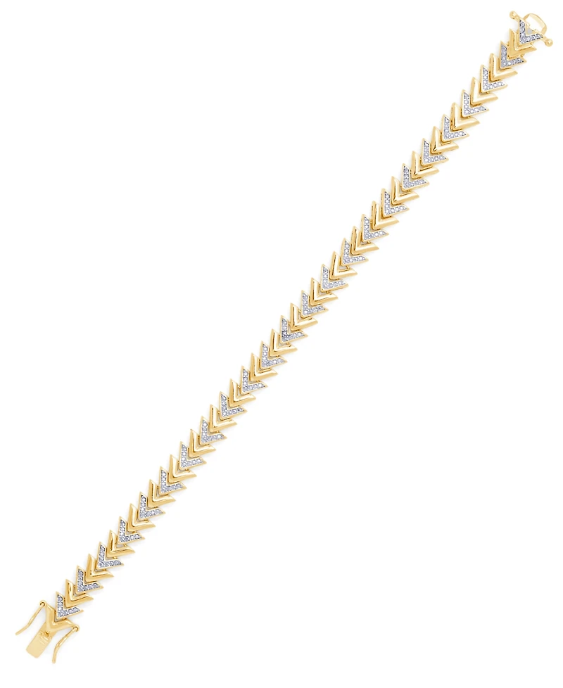 Diamond Accent Chevron Gold Plate Bracelet