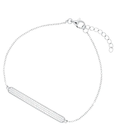 Cubic Zirconia Micro Pave Bar Bracelet Sterling Silver (Also 14k Gold Over Silver)