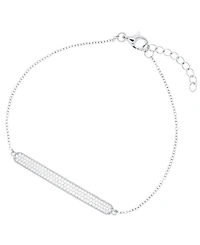 Cubic Zirconia Micro Pave Bar Bracelet Sterling Silver (Also 14k Gold Over Silver)