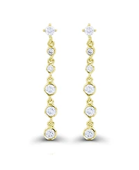 Macy's Cubic Zirconia Rhodium Plated Dangling Bezel Set Earrings (Also in 14k Gold Over Silver)
