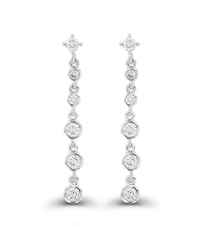 Macy's Cubic Zirconia Rhodium Plated Dangling Bezel Set Earrings (Also 14k Gold Over Silver)