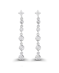 Macy's Cubic Zirconia Rhodium Plated Dangling Bezel Set Earrings (Also 14k Gold Over Silver)