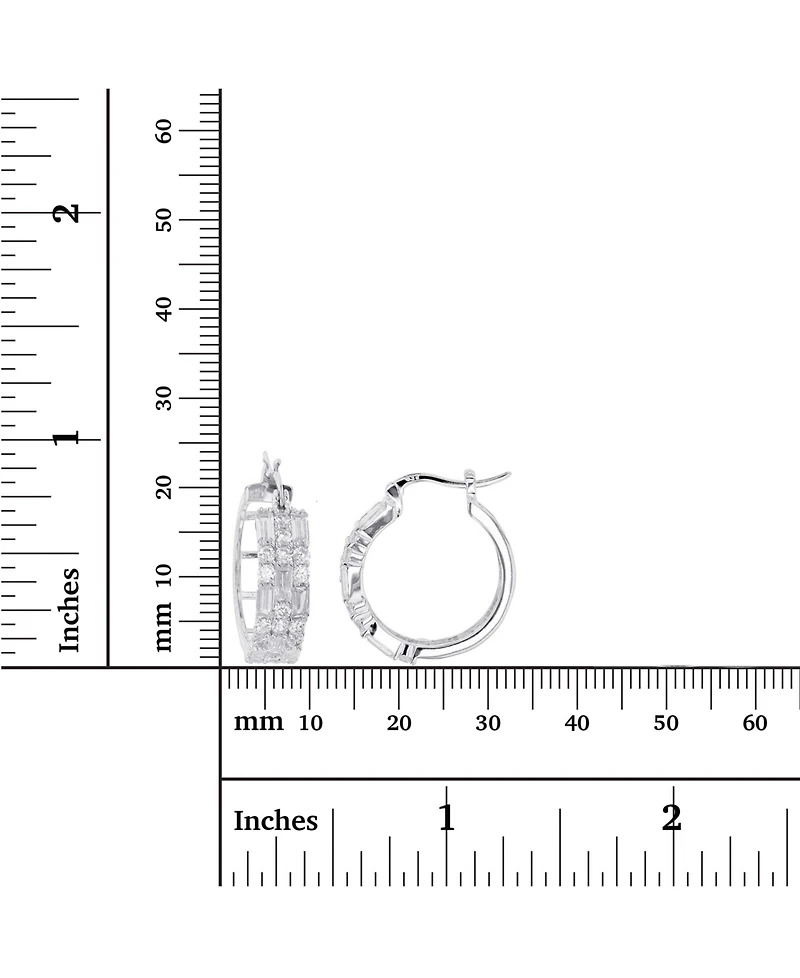 Macy's Cubic Zirconia 14K Rose Gold Round and Baguette Hoop Earrings (Also in 14k Gold Over Silver or 14k Rose Gold Over Silver)
