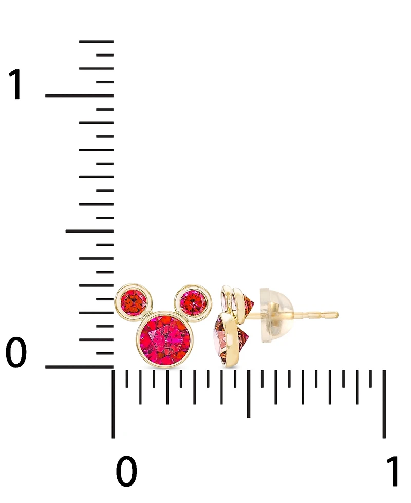 Disney Children's Cubic Zirconia Birthstone Mickey Mouse Stud Earrings 14k Gold