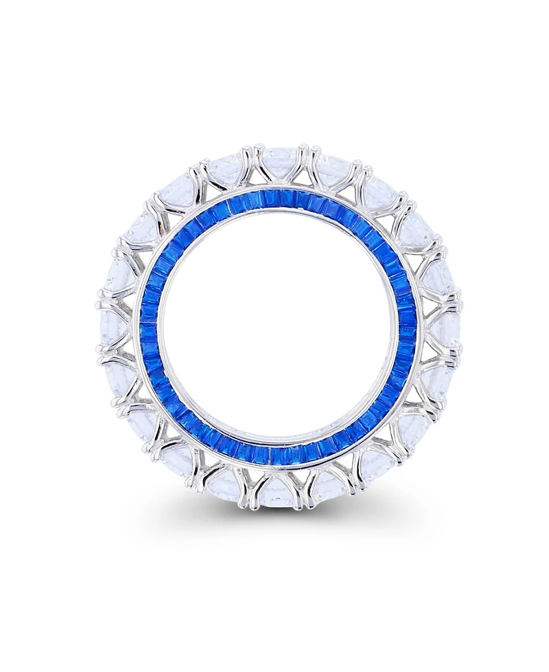 Cubic Zirconia and Blue Spinel Round Baguette Eternity Ring