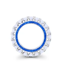 Cubic Zirconia and Blue Spinel Round Baguette Eternity Ring