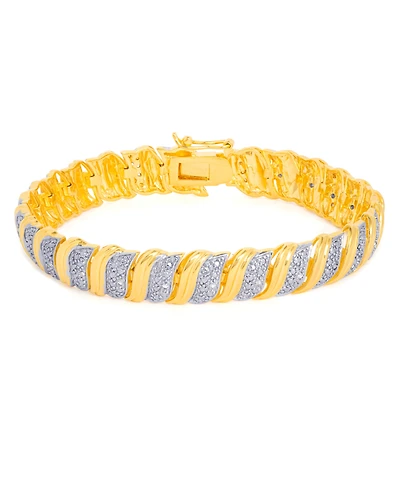 Diamond Accent S Link Bracelet in Gold-Plate