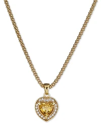 Citrine (5/8 ct. t.w.) & White Topaz (1/4 ct. t.w.) Heart Pendant Necklace in 14k Gold-Plated Sterling Silver, 17" + 1" extender (Also in Citrine)