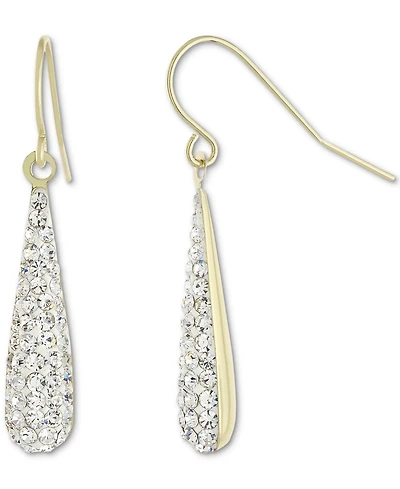 Pave Tear-Shape Drop Earrings in 18k Gold-Plated Sterling Silver