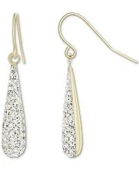 Pave Tear-Shape Drop Earrings in 18k Gold-Plated Sterling Silver